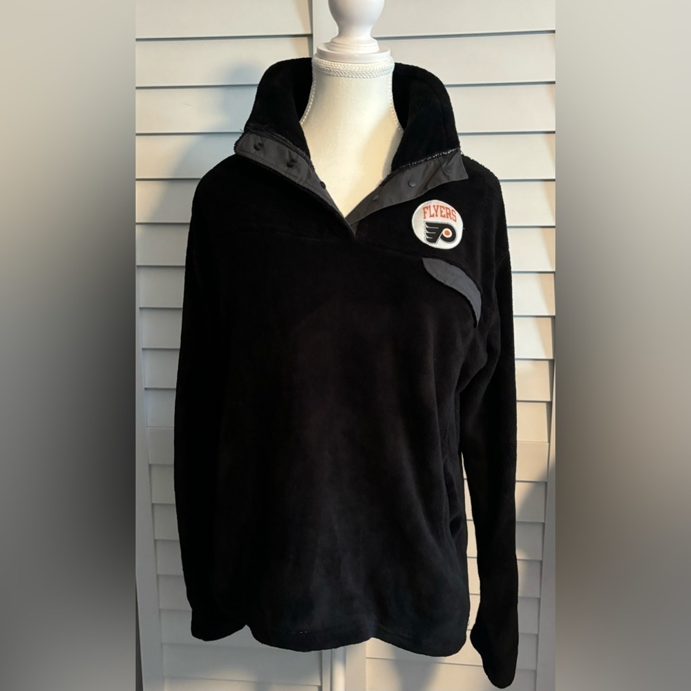 NHL Philadelphia Flyers Women's Pullover Team Logo Snap Pullover Black‎ Sz L